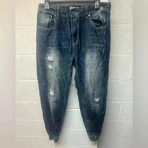 Carbon blue distressed joggers